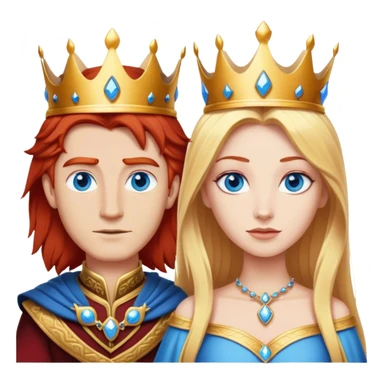 Red hair king, blonde queen, blue eyes sticker