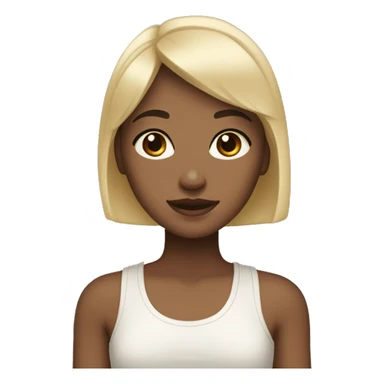  girl with short blonde hair and dark brown bangs, dark brown eyes and light skintone sticker