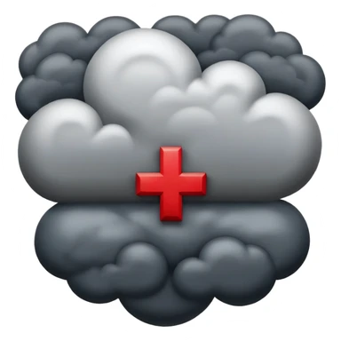 Red Cross symbol with dark storm cloud, representing negativity sticker