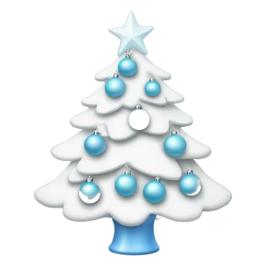 A white christmas tree with pastel blue ornaments sticker