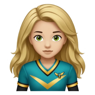 Im white  I have greenish blue hazel eyes I have light brown long hair and my cheer uniform is black and gold and says hornets sticker
