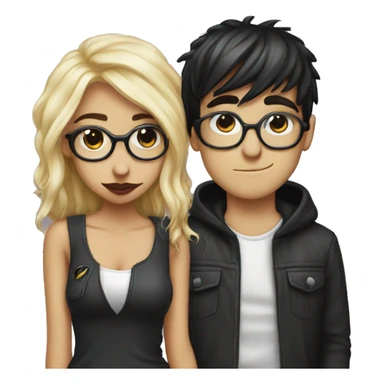 Nerd and emo kissing sticker