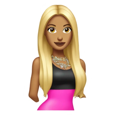 Tanned woman with long black hair, dressed in y2k Paris Hilton hair, makeup, and neon attire sticker