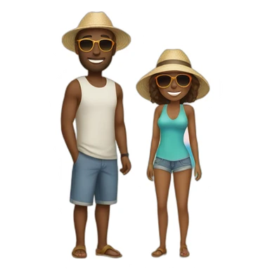 beach vacation couple sticker