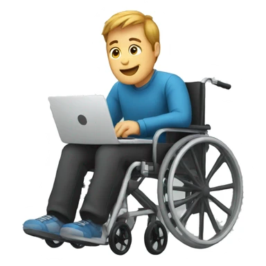 man in wheelchair with laptop sticker