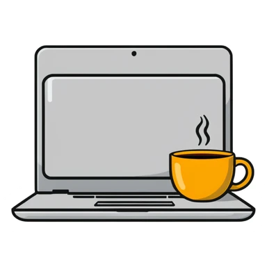 laptop with a coffee cup next to it sticker