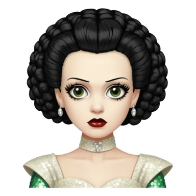 Bride of Frankenstein with ivory sequin outfit sticker