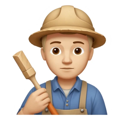 wood carving carpenter portrait, head and shoulders only, carving wooden figure with chisel, wood shavings visible, focused craftsman expression, artisan workshop vibe, 3D cartoon style, mobile game icon style, clean background, no text, no watermark
 sticker