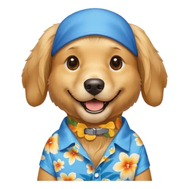 Goldern Dog – wearing blue aloha shirt sticker