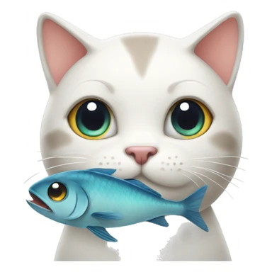 Cat with fish  sticker