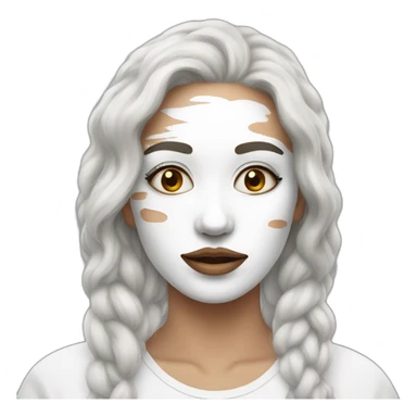 women with white paint on her face sticker