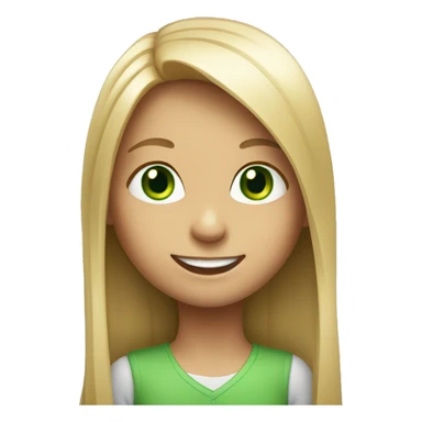 Smiling girl with long straight hair and green eyes sticker