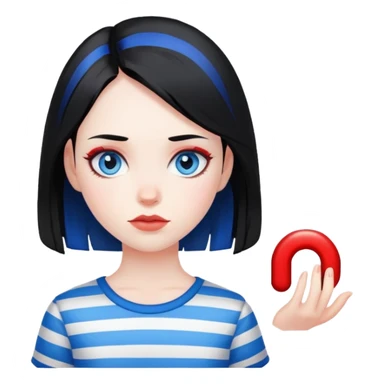 Girl-pale-black hair-red stripe hair-blue eyes sticker