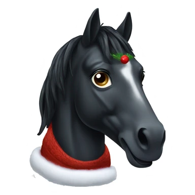 Black horse with a cozy Christmas rug sticker