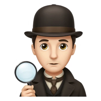 Sherlock Holmes in a bowler hat and with a magnifying glass sticker