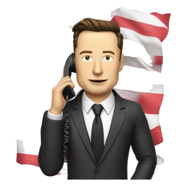Elon musk in simpson dressed in suits outfit with making a phone call on a flip phone and a french flag in the other hand sticker