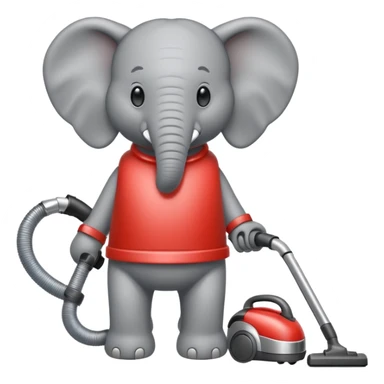 elephant pushing vacuum cleaner sticker