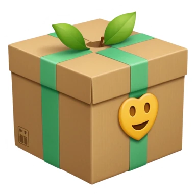 apple style emoji of a shipping box inspired by the reference photo, light green, cube-shaped, with subtle tape texture sticker
