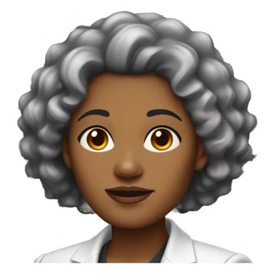 A  middle-aged  black  woman  with  curly  hair  and  a  round  face,  dressed  in  a  suit. sticker
