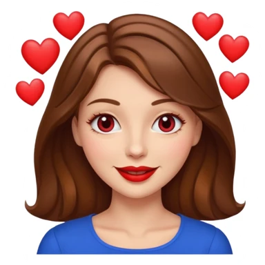 brownhaired woman with red lips and hearts in eyes sticker