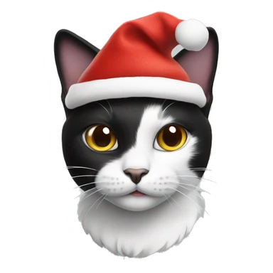 Black and white cat in a Christmas hat  sticker