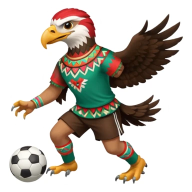 aguila mexicana con vestimenta azteca que juega futbol sticker