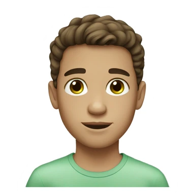 Boy with brown hair, light skin with freckles and green eyes. sticker