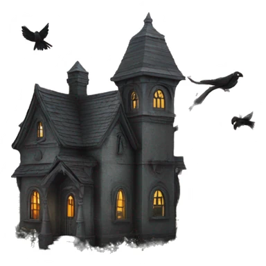 Haunting graveyard field PreVictorian mansion birdhouse  sticker