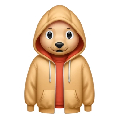 Make a hotdog w a skin color hoodie all over him but his head sticker