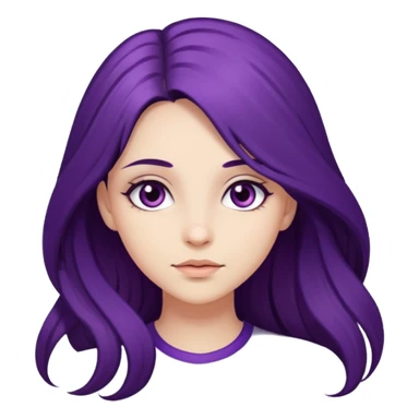 pretty girl with long dark purple hair, fair skin, and hazel eyes sticker