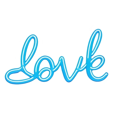 blue neon sign with the word love sticker