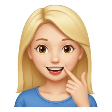 Fille amoureuse qui avec le bout de l'ongle de son index touche sa bouche sticker