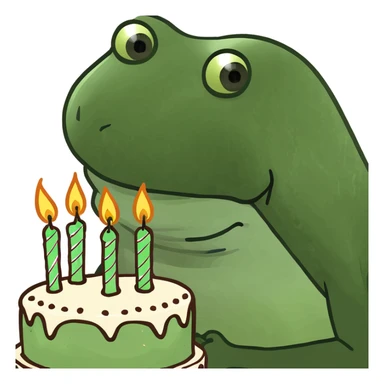 bufo blowing candles on cake sticker