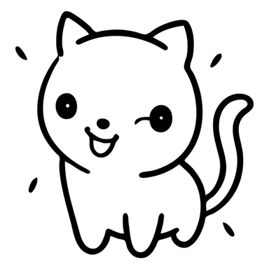 custom cat character inspired by TenSquared server logo, black and white, happy emotion, hand drawn icon style sticker