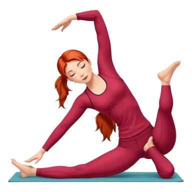 A red-haired woman wearing red clothes and doing yoga sticker
