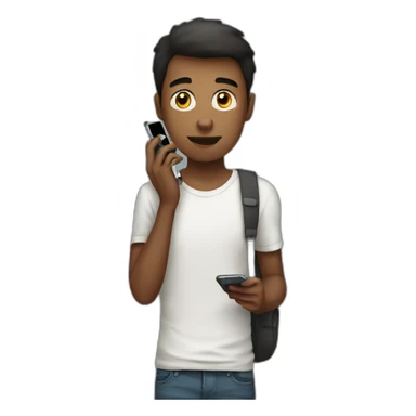 young man addicted to phone sticker