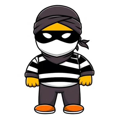 cartoon bandit wearing bandana mask and striped shirt sticker