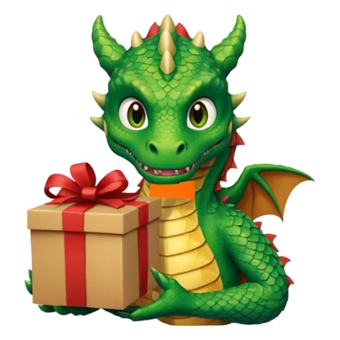 dragon man hold carton box gift sticker