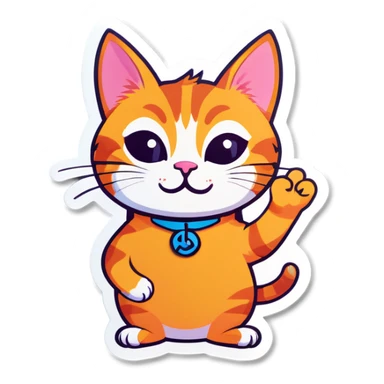 Cat showing the peace sign sticker