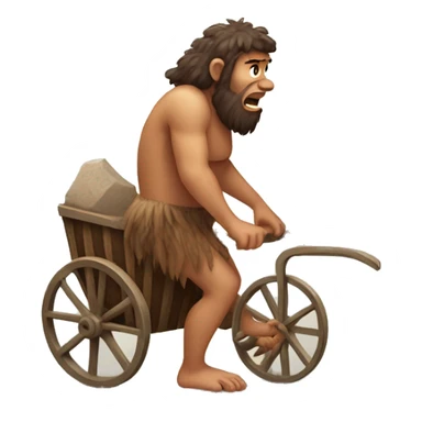 caveman pulling cart on his back sticker