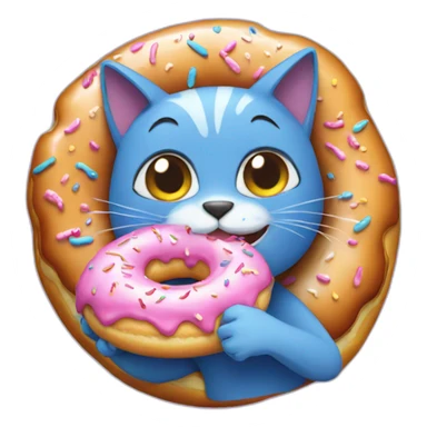 Blue cat eating a donut sticker