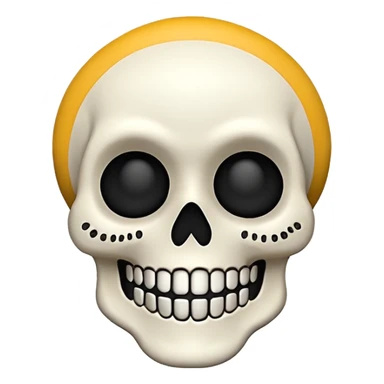 calavera emoji estilo iPhone, forma de calavera sonriente, expresión amigable sticker