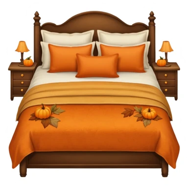 Vintage bed with fall pillows sticker