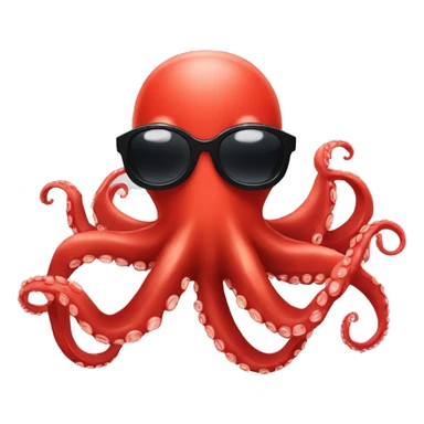 red cartoon octopus with black sunglasses sticker