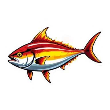 flaming tuna fish sticker