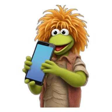 FRAGGLE with cellphone  sticker