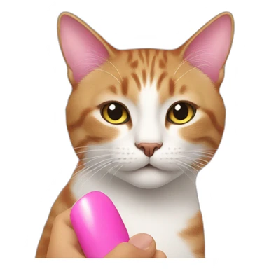 Cat with pink nails sticker