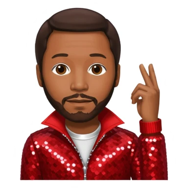 Marvin Gaye with dark brown hair, red sequin outfit sticker