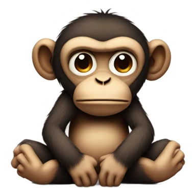 a sad monkey wth crossed arms around belly sticker