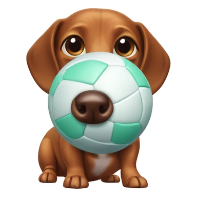 Weiner dog with a ball in mouth sticker